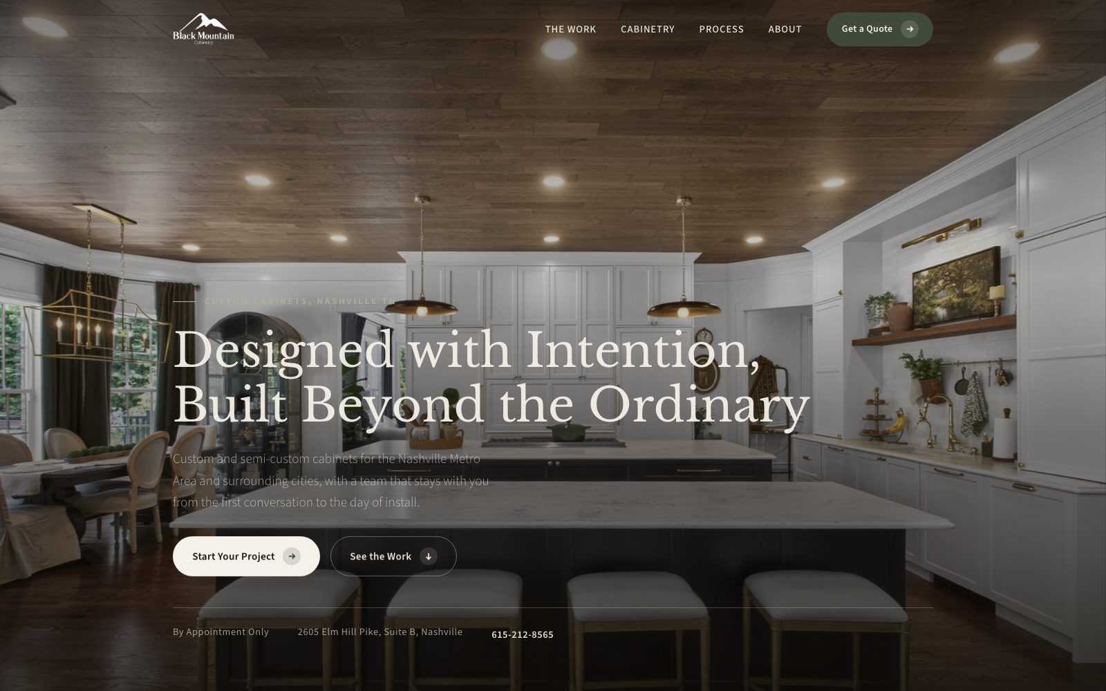 The new Black Mountain Cabinetry homepage concept